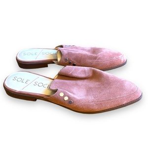 Sole Society Pink Dusty Rose Ellyanah Slide On Leather Pointed Toe Mules